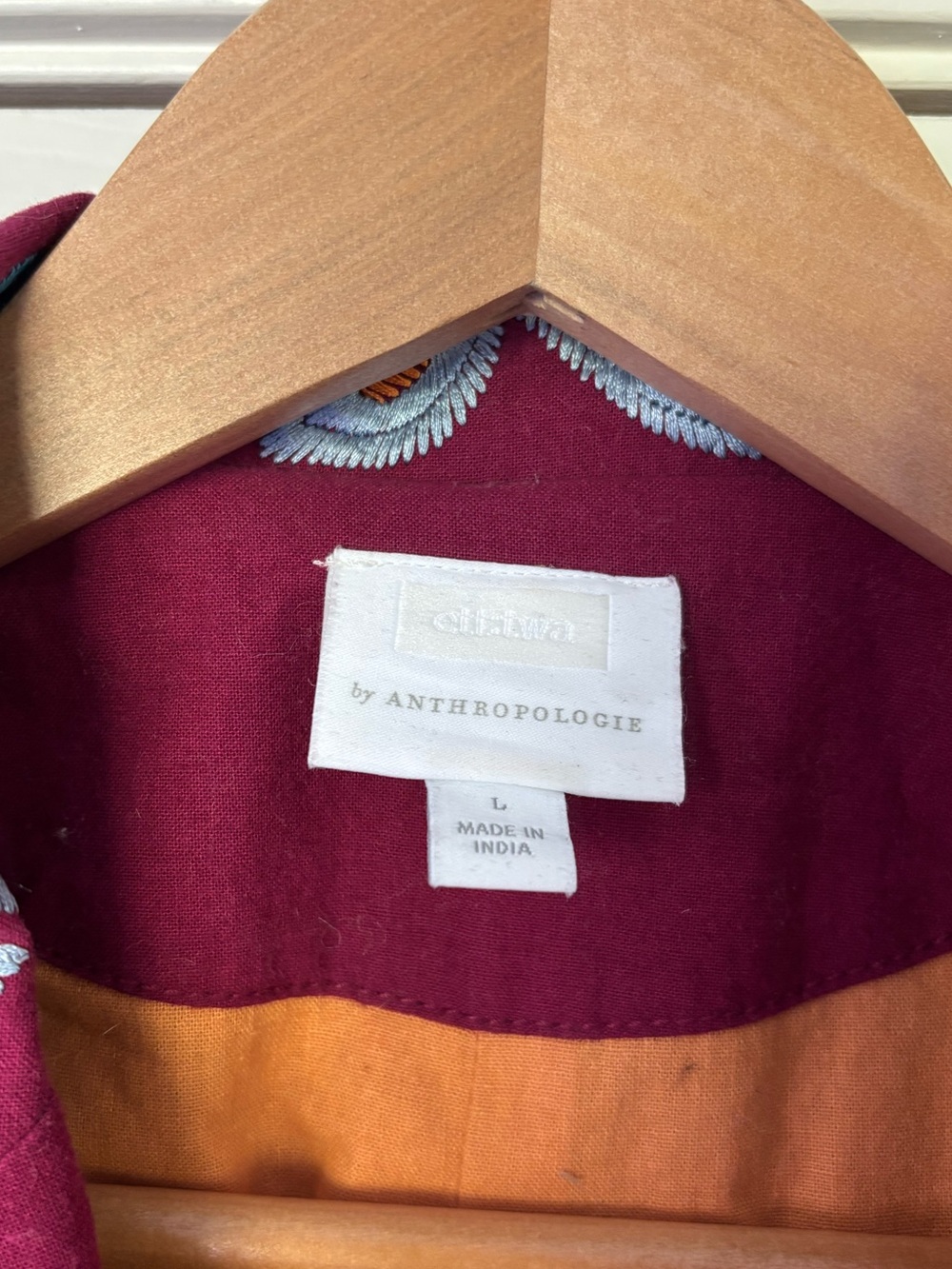 Anthropologie Maroon Floral Embroidered Blazer with Blue and Yellow Accents - Picture 5 of 7